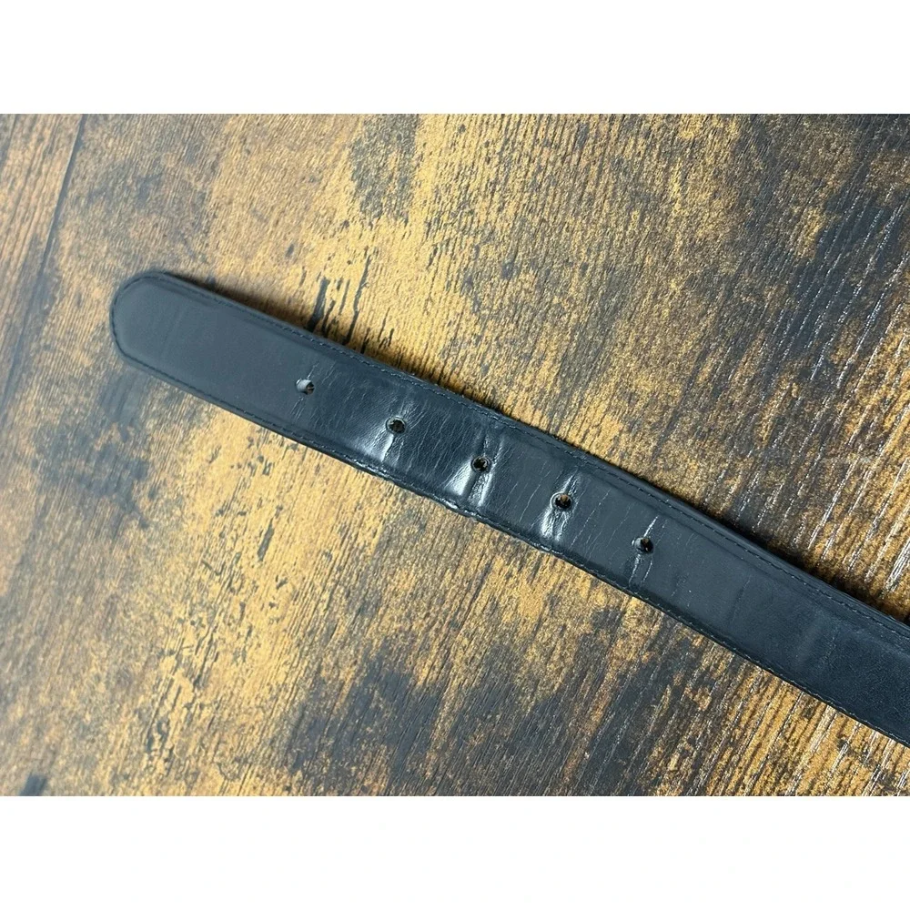 Hickory Creek Oil Tanned Leather Belt Black Size 34 Gold Tone Buckle